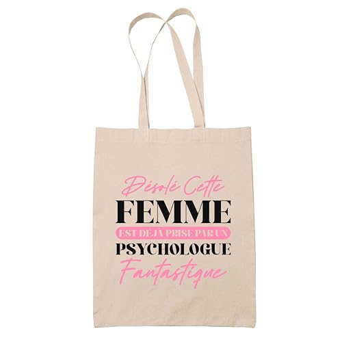 Tote bag jute psychologue femme sac cabas original cadeau anniversaire