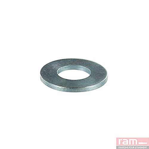 Pack of 100 Galvanised Steel Washers - Thickness: 1.0 mm, Thickness: 6 mm x 16 mm, Grey, Gray