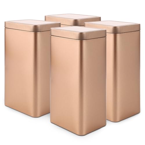 MUXHEL 4 Stück klassische eckige Teedose 500g eckige Vorratsdose/Teedose 18 x 9 5 x 7 5 cm teedosen für losen tee Teedose metall aromadicht aus Metall ideal als Kaffee- oder Gewürzdose