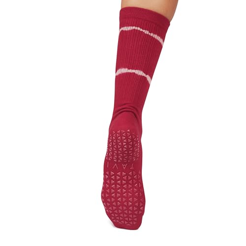 Image of TAVI Kai Crew Grip Socks for Women - Pilates Socks with Non-Slip Grips, Arch Support - Wear for Yoga, Barre, Studio Workouts