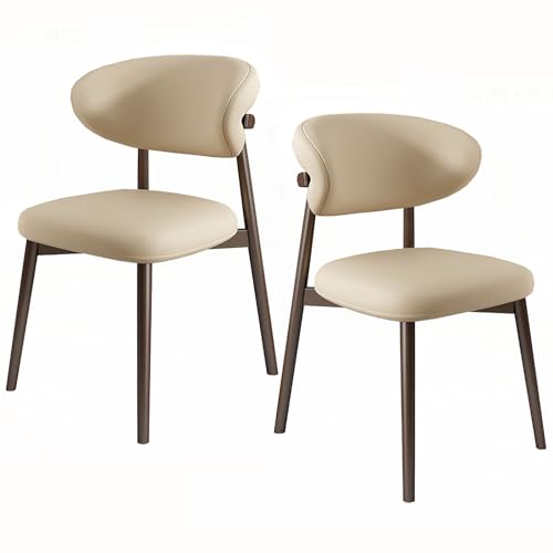 Juego de 2 sillas de comedor de madera maciza de mediados de siglo, tapizadas de piel sintética, para el hogar, cocina o cafetería, construcción de madera de caucho macizo (color: A)