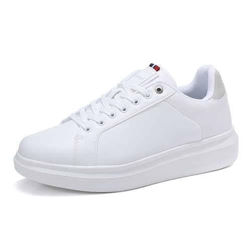 ANALEAF Mens Casual Trainers Lace-Up Sneaker Dress Shoes White