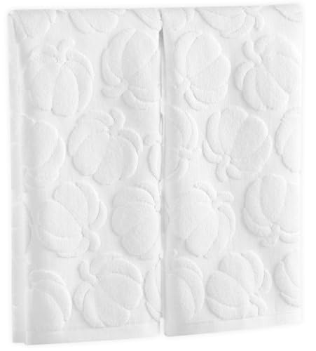 Quera 2 Pack Hand Towels Fall Pumpkin Thanksgiving Bathroom Decorative Towels Set for Drying, Cleaning, Cooking, Holiday 13.7'' x 29.5'', White