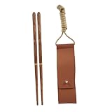 LOLIPPYY Palillos Plegables de Madera Maciza con Funda Portátil Desmontables y Reutilizables para Camping Picnic y Viajes al Aire