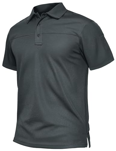 TACVASEN Men's Short Sleeve Polo Shirts Tactical UPF 50+ Performance Collared Dry Fit Shirt Golf Moisture Wicking Polos