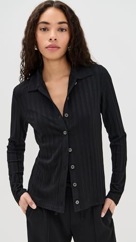 Vince Women's Rib Collared Button Up2