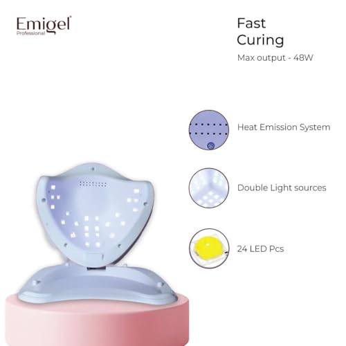 Image of Emigel Professional 48W Nail LED UV Lamp | Fast Gel Polish Curing Lamp for All UV /LED Polishes | Auto Sensor & 3 Timer Settings | Salon-Quality Nail Dryer for Manicure & Pedicure