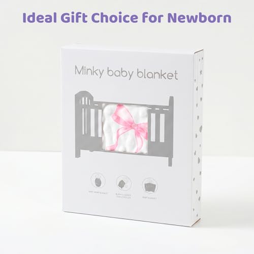Image of Pea Pod Baby Girls Blanket Soft Floral Minky Blanket for Newborn, 30'' x 40'' Double Layer Design, Dotted Backing Breathable Bows Baby Quilt Crib Blanket for Nursery /Stroller /Toddler Bed /Baby Car Seat