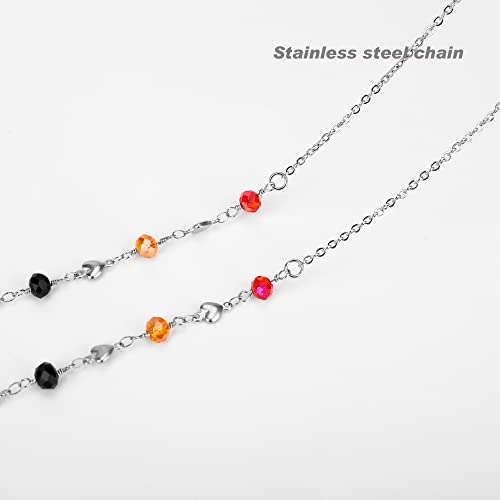 Image of Eyeglass Chain Silver Stainless Steel Handmade Necklace for Reading Glasses Sunglass Beaded Chains for Men Women