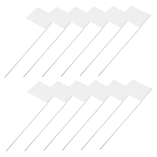 Balacoo 24 White Pvc Flags on 15in Stakes for Utility Sewer Landscape Survey Pet Boundary