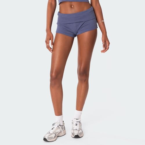 Image of Women Low Waist Lounge Shorts Fold Over Skinny Pajamas Shorts Summer Casual Pj Bottom Sleep Shorts