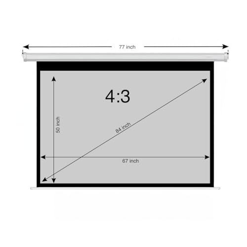 Image of BIG VUE Manual Pull Down Projector Screen, High Gain Grey Fabric Insta Lock - Auto Lock Projection Screen for Classroom, Home Theatre or Office (84 Inch, 4:3 Aspect Ratio)