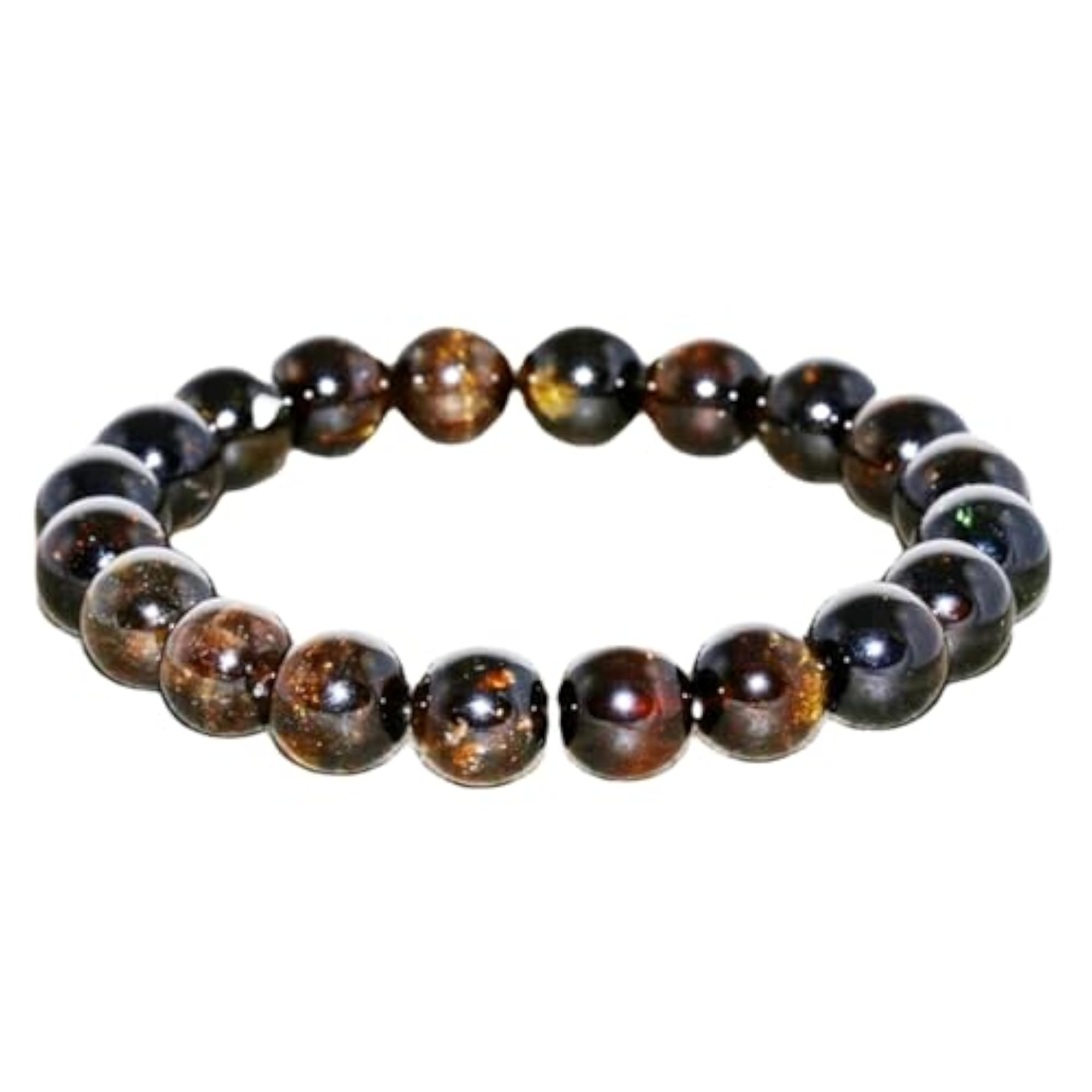 Natural Red Fire Tourmaline 10mm Round Bead Stretch Bracelet, Unisex