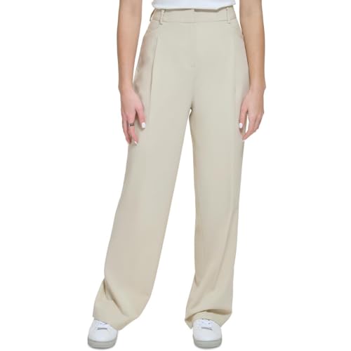 Calvin Klein Womens High Waist Business Wide Leg Pants Beige 8
