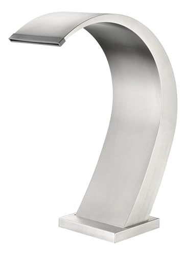 Mice - Cascada de Piscina/Griferia Exterior/Ducha de Cascada para Circuito SPA/Diseño Curvado de Moda para Interiores y Exteriores de Acero INOX S316 / Acero Cepillado