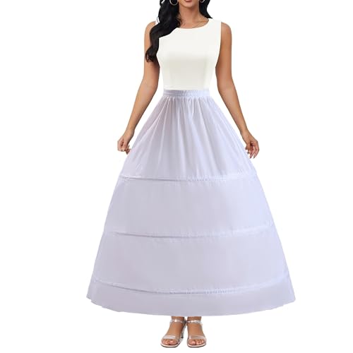 Women Crinoline Petticoat 3 Hoop Underskirt A-Line Floor Length Crinoline Wedding Ball Gown Skirt Slips Bridal Dress Petticoats