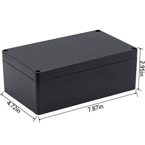 LuSumtly Project Box IP65 Waterproof Dustproof Junction Boxes ABS Plastic DIY Electronic Case, Indoor & Outdoor Electrical Box Power Cord Enclosure Black 7.87 x 4.72 x 2.95 inch (200x120x75mm)