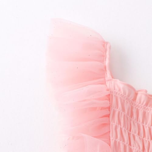 Tutu.kk Toddler Girl Tulle Dress Ruffled Sleeve Girls Smocked Dresses for Birthday Party, Wedding4