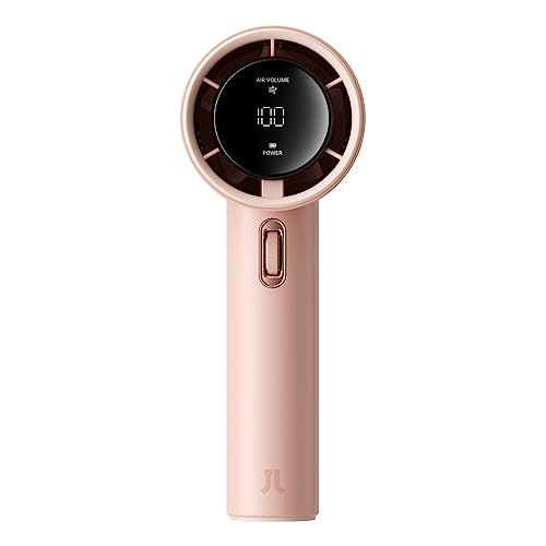 Image of JISU-Life Handheld Fan Pro1 with Digital Display, Lanyard, 100 Speed Adjustable for Travel /Camping /Outdoor, Gift for Women /Men (Pink, 3600mAh)