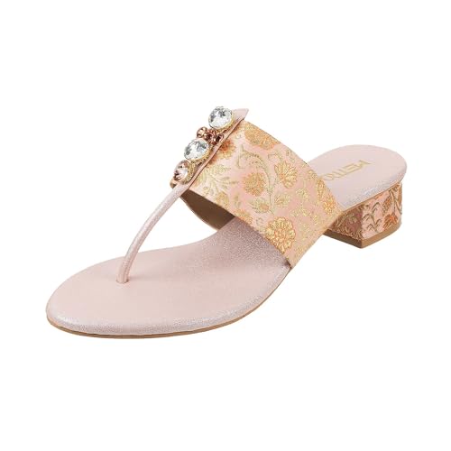 Image of Metro Women Ethnicwear Beaded Block Heel Sandal