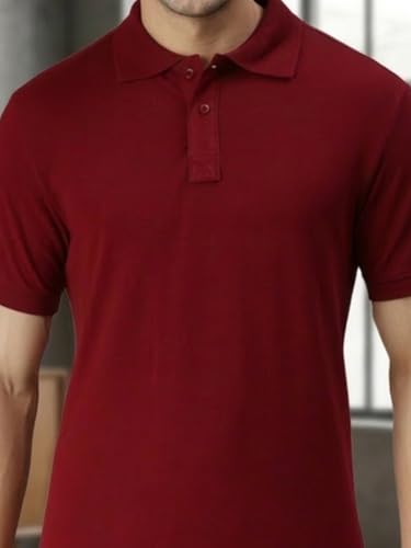 Image of Lux Cozi Men's Cotton Solid Polo Tshirt | Collar Tshirts | Half Sleeves | Stylish & Premium All Day Wear | Pack of 1