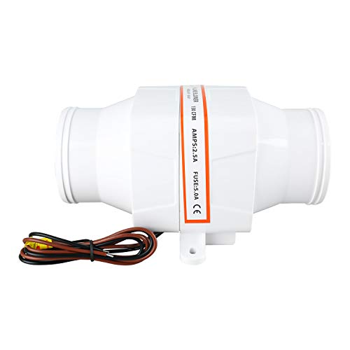 Yaemarine 3 Inch 12V In-Line Blower Electric In-Line Marine Bilge Air Blower 130 Cfm White For Boat Marine #TOP4