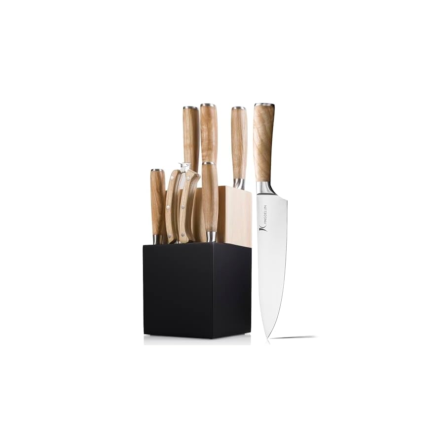 Natura-Series-8-PCS-Knife-Block-Set-Ultra-Sharp-High-Carbon-Stainless-Steel-with-Wooden-Handle Kangdelun Natura Series 8 PCS Knife Block Set, Ultra Sharp High Carbon Stainless Steel with Wooden Handle