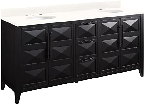 Signature Hardware 484532 Holmesdale 72" Double Basin Vanity Set with Mahogany Cabinet, Marble Vanity Top, and Porcelain Circular Undermount Sink