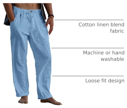 Image of Gafeng Mens Linen Pants Yoga Casual Beach Summer Harem Baggy Trousers