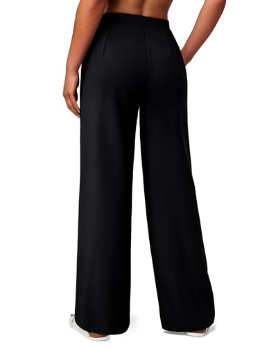 NIMIN Trousers Pants for Women Stretchy High Waisted Business Casual Slacks for Work Wide Leg Pleated Pull On Pants4
