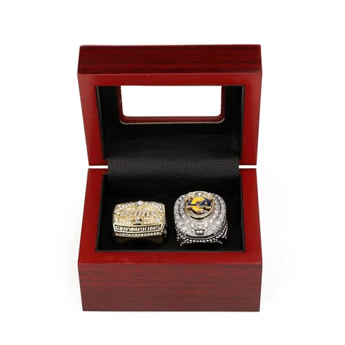 2Pcs Championship Rings Set,Los Angeles Football Fans Gifts for Men Women,Replica Collections Souvenir For Party Birthday Merchandise Supplies