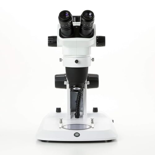 Image of NexiusZoom Trinocular Stereo Zoom Microscope 0.67x to 4.5X Zoom Objective, Magnification from 6.7X to 45x, Rack and Pinion Stand, Incident and transmitted 3 W LED illuminations