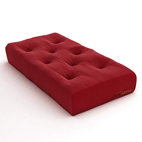 Nirvana Futons 6-Inch Comfort Futon Loveseat Ottoman Mattress, Red Twill - Made in USA