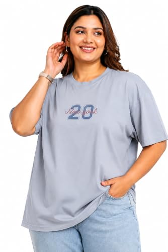 Image of CUPID Women's Oversize Fit Plus Size Cotton Printed T-Shirt Baggy Fit Round Neck Half Sleeve Casual Graphic Tee Soft Breathable Cotton Top for Woman n Girls Everyday Wear