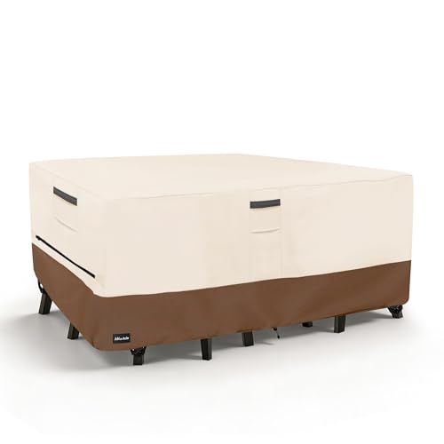 Image of ANartcle Patio Furniture Covers 88L x 62W x 28H inch,600D Waterproof Heavy Duty Outdoor Furniture Covers,Outdoor Wicker Furniture Set with Swivel Patio Chairs General Purpose Furniture Cover,Beige