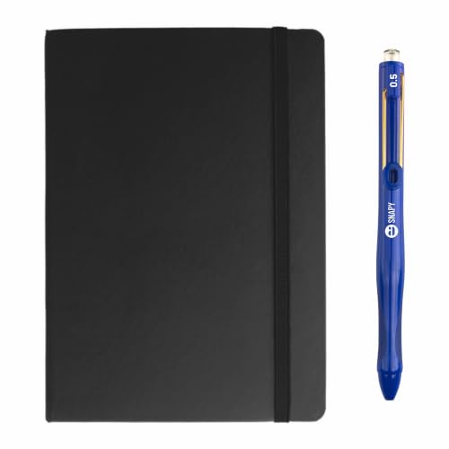 Image of Anupam Fluct A5 Ruled Journal + Snapy 0.5mm Gel Pen Combo | 160 Pages | 80 GSM Acid-Free Paper | Lay-Flat Hardcover | Waterproof Quick-Dry Ink | Writing Kit for Office & Daily Journaling (Black)