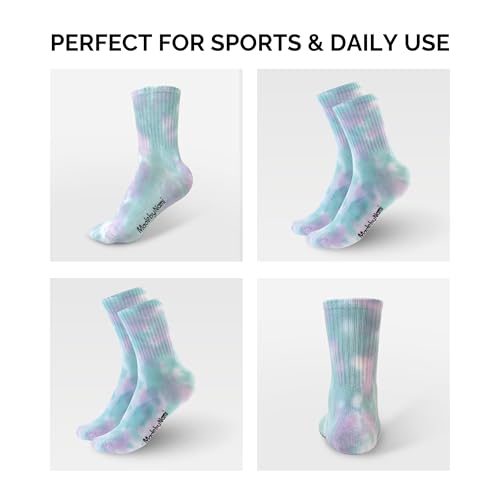 Made by Nami 2 Pairs of Tie Dye Crew Socks for Women Colorful & Breathable Cotton Tie Dye Socks for Workout, Gym and Casual Wear4