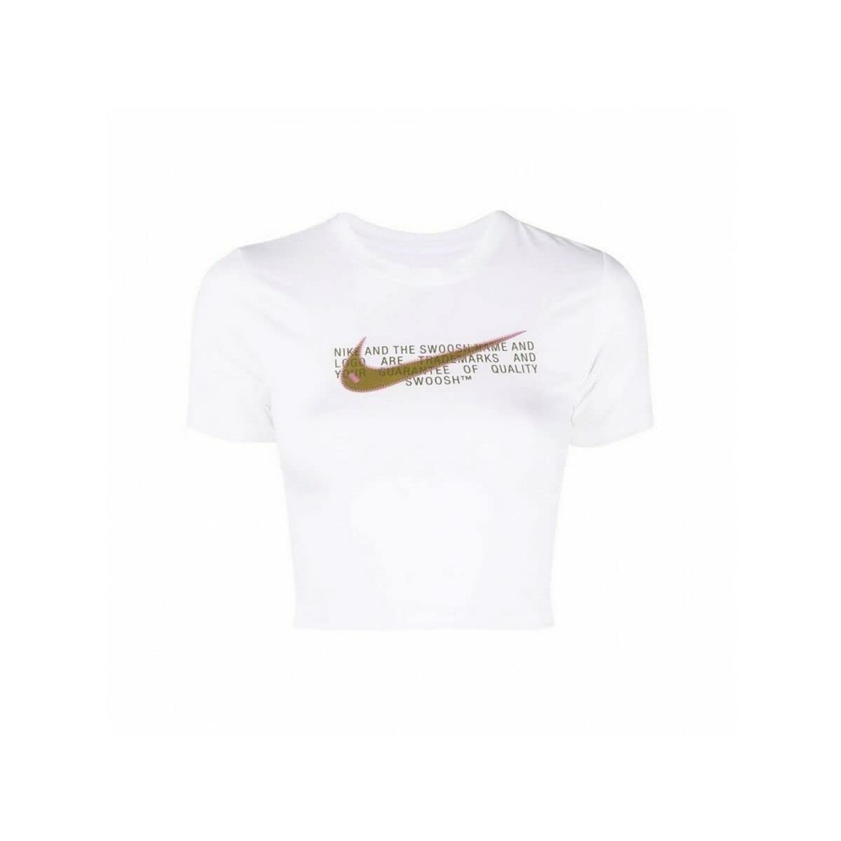 NIKE Camiseta de Manga Corta Mujer tee Slim CRP Swoosh Dn5798 100 Blanco Camiseta Mujer