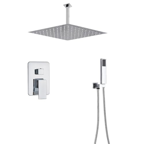Robinet de douche de pluie 16 pouces avec jet enveloppant et manchette de bain