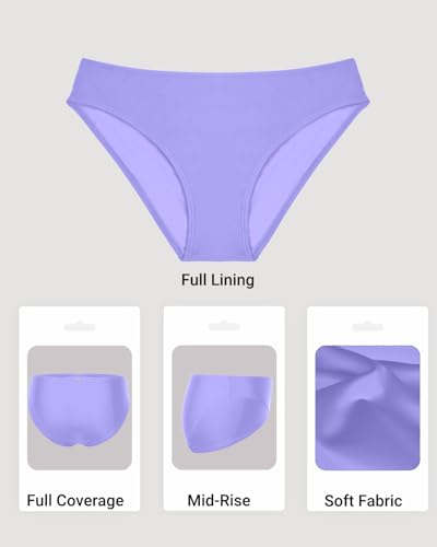 Image of Zmart Women's Full Coverage Bikini Bottom | Mid-rise bikini bottom with full rear coverage in 82% nylon and 18% spandex for comfortable swimming and beachwear