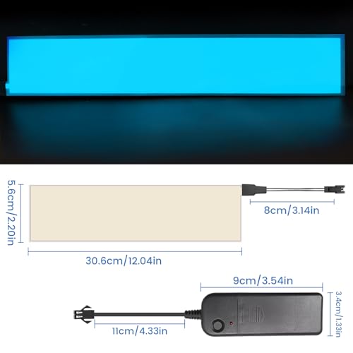 Image of Flexible Led Panel,Electroluminescent Panel Sheet EL Tape Cuttable Soft for Mask Eye Cosplay Party Decor DIY-Continuous /Slow Flash /Fast Strobe 3x24 cm Lightblue (Iceblue, 5 * 30)