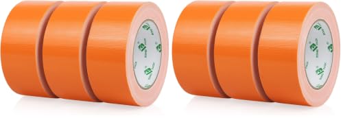 Image of BOMEI PACK Orange Duct Tape, 3Rolls Heavy Duty Strong Industrial Color Duct Tape 9mil x 1.88inch x 30yds for Packing and Repairing (Pack of 2)