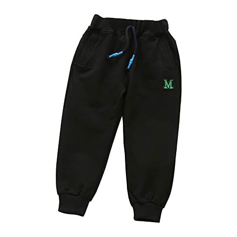 JZLPIN Unisex Kids Toddler Elastic Waist Cotton Pants Baby Bottoms Trousers Black 120cm Cover