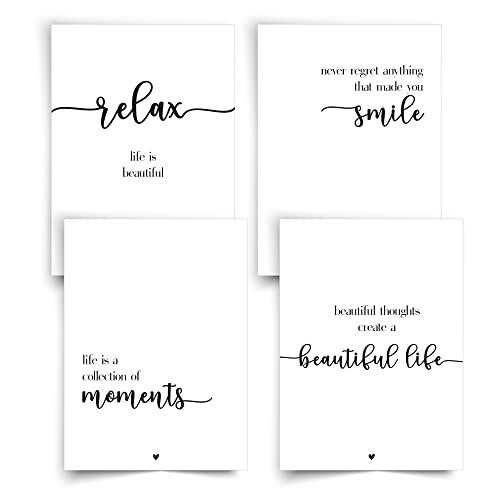 Donari® Lot de cartes postales au format A6 - Cartes postales avec de beaux dictons au look noir...