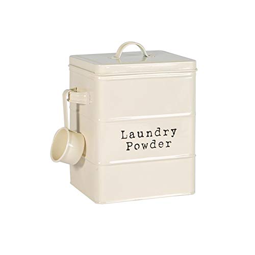 Harbour Housewares Lavado Cosecha de Metal en Polvo Lata del almacenaje - Storage Utility Bote - 18cm - Crema