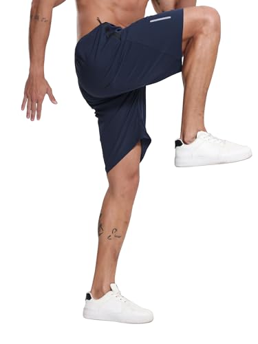 BUYJYA 5 Pack Men's Athletic Gym Shorts Set Workout Basketball Running Elastic Waist with Zipper Pocket Gift3