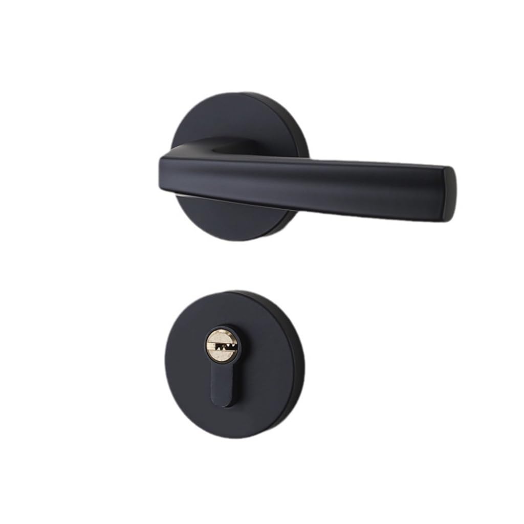MOBYGKFY Full Copper Silent Interior Wooden Door Lock Black Minimalist Universal Locks