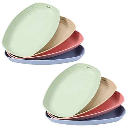 Image of Deep Plates 29cm Large Dinner, Unbreakable Plastic, Reusable, Shatterproof, Camping, Children's Plates, BPA-Free, Microwave-Safe, Dishwasher Safe (Multicolor, 8)