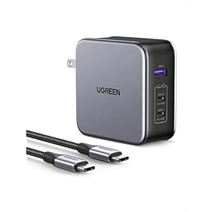 UGREEN 140W USB C Charger, Mac Book Pro Charger Nexode PD3.1 PPS 3-Port Foldable GaN Fast Laptop Wall Charger Power Adapter for MacBook Pro 16”, Dell XPS, iPhone 15 Pro, Chromebook (with 240W Cable)