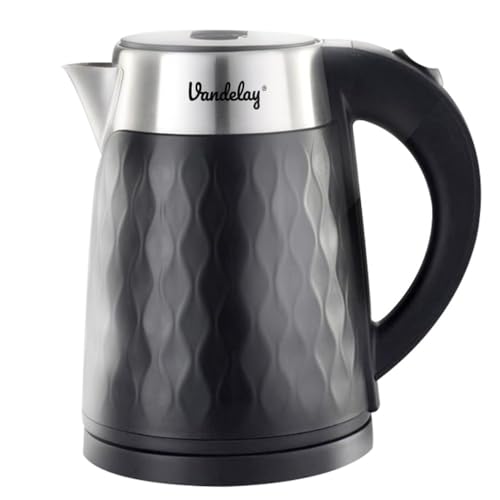 Vandelay (UK) VK900 Electric Kettle (1.8L) - Double Wall, Cool Touch Kettle with Dry-Boil Protection (Black)